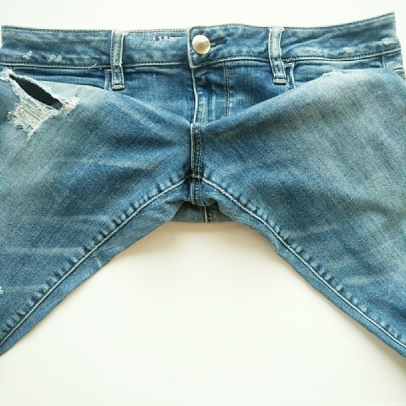 AEO High Rise Long Distressed Ripped Jegging Jeans - Picture 9 of 10